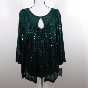 Alex Evenings Twinset Women’s Plus Size 2X Green Sequin Cocktail Evening Holiday